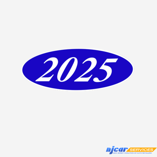 White & Blue Oval Year Model